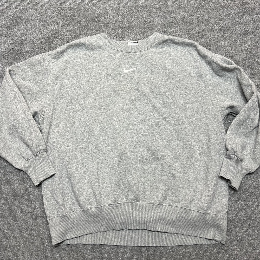 Nike Sweatshirt Womens Medium Gray Fleece Oversized Crewneck Pullover DQ5733-063